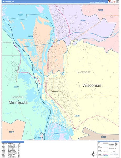 La Crosse, WI Zip Code Map